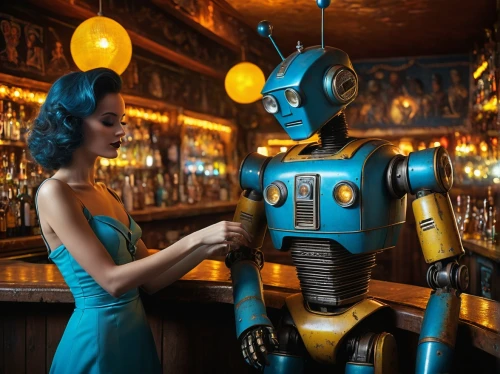 barmaid,robots,machine learning,bartender,unique bar,social bot,artificial intelligence,robot,chatbot,blue wooden bee,robotic,beer dispenser,barman,chat bot,industrial robot,beer tap,bot training,cybernetics,droids,internet of things,Photography,General,Fantasy
