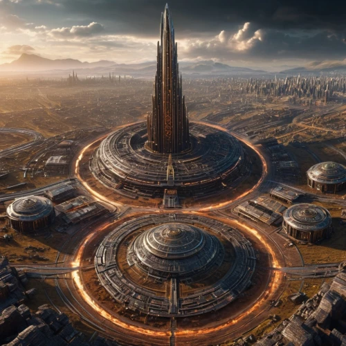 futuristic architecture,futuristic landscape,metropolis,ancient city,hub,stargate,dystopian,federation,capitol,sci-fi,sci - fi,sci fi,thane,scifi,empire,citadel,the hive,alien world,solar cell base,concept art,Photography,General,Sci-Fi