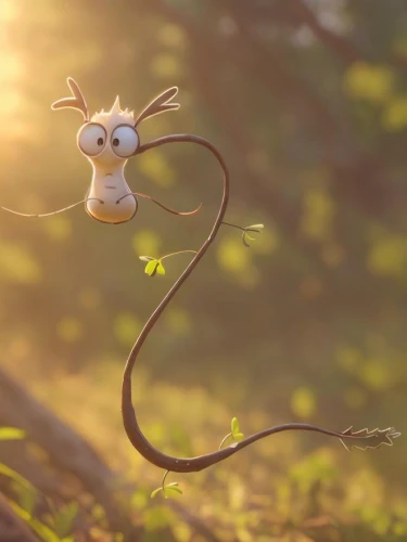 tangled,whimsical animals,kawaii owl,straw mouse,knuffig,tendril,flying snake,anthropomorphized animals,cute cartoon character,flying noodles,perched on a wire,cat toy,owl nature,noodle image,ring-tailed,flying seed,soft robot,rabbit owl,lensball,boobook owl,Game&Anime,Pixar 3D,Pixar 3D