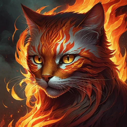 firestar,fiery,flame spirit,fire eyes,fire background,fire siren,saganaki,fire horse,firebrat,cat vector,fire devil,lion - feline,flame of fire,firethorn,feral,wildfire,fire red eyes,fire artist,leopard's bane,digital painting,Conceptual Art,Fantasy,Fantasy 17