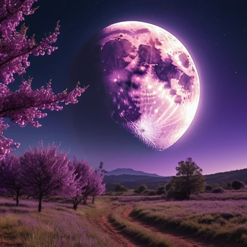 purple moon,purple landscape,moon and star background,moonlit night,jupiter moon,lunar landscape,moon at night,moonrise,big moon,lilac tree,full moon,moonlit,purple and pink,light purple,hanging moon,moonscape,moon photography,valley of the moon,purple wallpaper,the moon