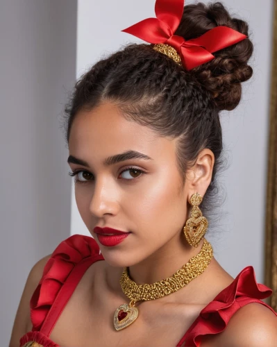 holiday bow,red bow,satin bow,social,christmas bow,christmas jewelry,polynesian girl,women's accessories,quinceañera,polynesian,santana,traditional bow,bridal jewelry,christmas gold and red deco,hair accessories,jasmine virginia,yemeni,girl in a wreath,gold jewelry,gold crown,Photography,General,Natural