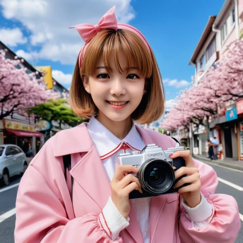 japanese sakura background,sakura background,a girl with a camera,sakura,camera,harajuku,point-and-shoot camera,photo camera,sakura flower,japanese kawaii,sakura mochi,mirrorless interchangeable-lens camera,sakura blossom,camera accessory,mamiya,photo-camera,taking photo,digital camera,full frame camera,anime japanese clothing