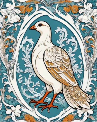 dove of peace,an ornamental bird,ornamental bird,coat of arms of bird,white dove,ornamental duck,doves of peace,bird pattern,aztec gull,peace dove,turtledove,flower and bird illustration,turtle dove,dove,royal tern,art nouveau design,araucana,doves and pigeons,beautiful dove,fujian white crane,Illustration,Retro,Retro 13