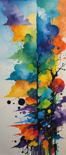 painted tree,watercolor tree,colorful tree of life,abstract painting,watercolor pine tree,painting technique,watercolor paint strokes,flourishing tree,tree canopy,thick paint strokes,the trees,tree tops,forest tree,autumn tree,paint strokes,trees,abstract watercolor,forest landscape,oil painting on canvas,abstract artwork,Conceptual Art,Fantasy,Fantasy 04