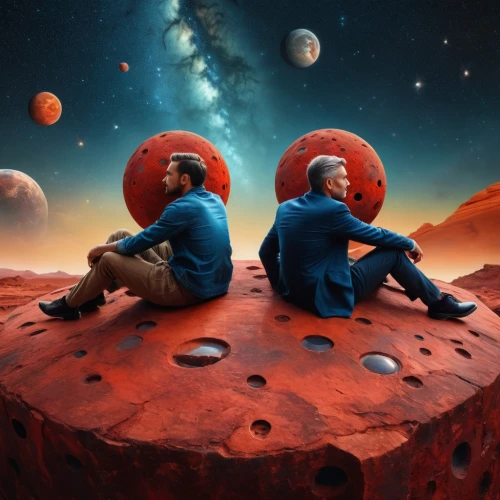 red planet,mission to mars,planet mars,astronomers,astronauts,inner planets,planets,space art,superfruit,astronautics,cosmonautics day,album cover,space voyage,astronomical,celestial bodies,orbiting,martian,asterales,men sitting,space,Photography,General,Fantasy