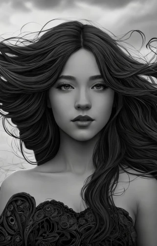 little girl in wind,wind wave,world digital painting,fantasy portrait,portrait background,artificial hair integrations,mystical portrait of a girl,grayscale,oriental longhair,girl on the dune,digital art,digital painting,fantasy art,girl drawing,katniss,the wind from the sea,animated cartoon,the sea maid,romantic portrait,celtic queen,Art sketch,Art sketch,Fine Decoration