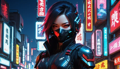 cyberpunk,katana,hong,hk,sci fiction illustration,kowloon,cyber,shanghai,geisha,mulan,hong kong,asian vision,asia,world digital painting,chinatown,samurai,vector girl,taipei,cartoon ninja,anime 3d,Illustration,Japanese style,Japanese Style 18