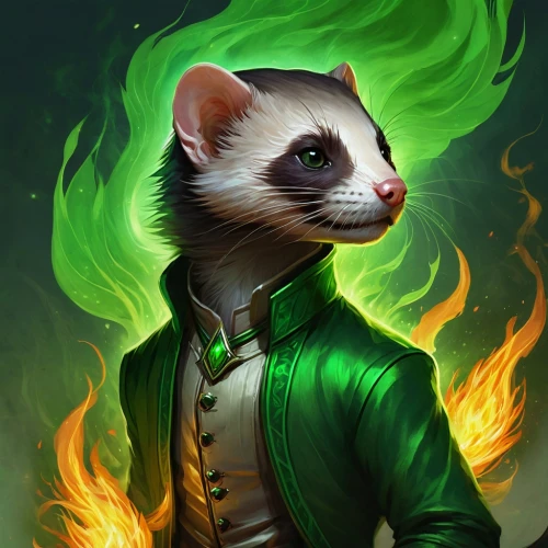 ferret,weasel,polecat,mustelid,opossum,common opossum,cullen skink,color rat,splinter,virginia opossum,mustelidae,skunk,rataplan,rodentia icons,long tailed weasel,game illustration,rat na,fantasy portrait,marten,rat,Conceptual Art,Fantasy,Fantasy 17