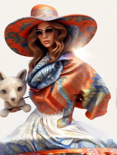 girl with dog,little girl in wind,kitsune,painter doll,parasol,watercolor women accessory,the carnival of venice,fashion illustration,la catrina,dog illustration,violin woman,matador,fantasy portrait,majorette (dancer),argan,vicuña,artist doll,whimsical animals,female dog,oriental painting