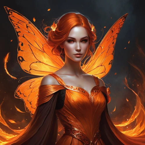 fire angel,vanessa (butterfly),fiery,orange butterfly,flame spirit,fantasy portrait,fire siren,monarch,fantasy art,gatekeeper (butterfly),flame of fire,faerie,faery,sorceress,firebird,viceroy (butterfly),cupido (butterfly),flame flower,fae,hesperia (butterfly),Conceptual Art,Fantasy,Fantasy 17