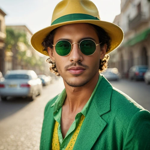 riddler,green,ray-ban,libya,panama hat,green jacket,marrakesh,gold foil men's hat,fedora,arab,yellow sun hat,male model,algeria,hatter,green paprika,marrakech,pakistani boy,morocco,olodum,st paddy's day