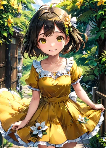 country dress,euphonium,transparent background,miku maekawa,himuto,honmei choco,a girl in a dress,yellow background,anime japanese clothing,flower background,portrait background,lemon background,japanese floral background,mikuru asahina,spring background,yellow,ashitaba,japanese idol,mari makinami,erika,Anime,Anime,Traditional