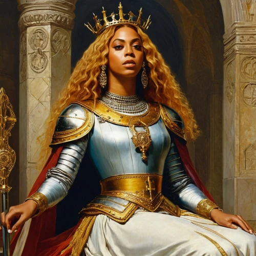 queen,joan of arc,queen s,queen bee,golden crown,queen crown,goddess of justice,queen cage,official portrait,a woman,mary-gold,royalty,the ruler,libra,jaya,african american woman,black women,priestess,gold crown,celtic queen,Art,Classical Oil Painting,Classical Oil Painting 42