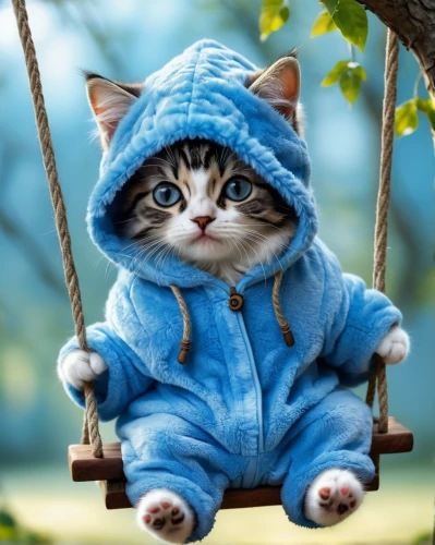 cute cat,cat on a blue background,hanging cat,blue eyes cat,cat image,hoodie,cat with blue eyes,animals play dress-up,little cat,funny cat,kitten,tabby kitten,cute animal,onesie,cute animals,doll cat,cat,cartoon cat,breed cat,cat resting,Photography,General,Natural