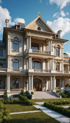 mansion,luxury home,chateau,luxury property,3d rendering,bendemeer estates,large home,luxury real estate,country estate,belvedere,villa balbianello,villa balbiano,art nouveau design,villa,victorian,gold castle,manor,two story house,gold stucco frame,crown render,Photography,General,Realistic