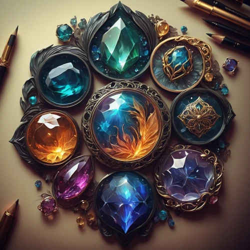 crown icons,gemstones,precious stones,fairy tale icons,set of icons,trinkets,glass items,icon set,eight treasures,frame ornaments,colored stones,glass signs of the zodiac,collected game assets,diamond borders,fantasy art,precious stone,gemstone,treasures,art nouveau frames,five elements,Conceptual Art,Fantasy,Fantasy 17