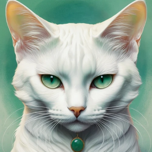 turkish van,white cat,cat portrait,turkish angora,pet portrait,american curl,emerald,malachite,cat vector,animal portrait,capricorn kitz,japanese bobtail,breed cat,cuban emerald,feline,feline look,blue eyes cat,cat with blue eyes,domestic cat,green eyes,Illustration,Realistic Fantasy,Realistic Fantasy 15