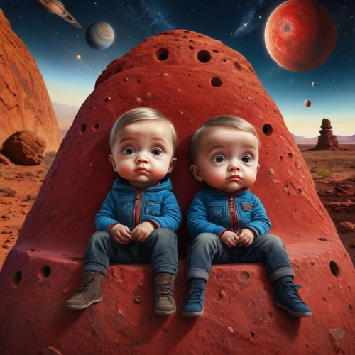 red planet,cosmonautics day,mission to mars,planet mars,photo manipulation,celestial bodies,red sand,inner planets,image manipulation,extraterrestrial life,photoshop manipulation,binary system,children's background,little boy and girl,astronauts,planets,photomanipulation,astronomers,alien planet,astronautics,Photography,General,Natural