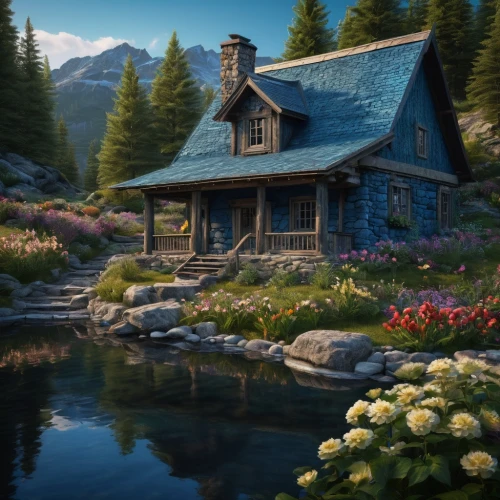 summer cottage,house in mountains,the cabin in the mountains,house in the mountains,cottage,house with lake,home landscape,house in the forest,little house,salt meadow landscape,lonely house,alpine village,small cabin,fisherman's house,country cottage,log cabin,beautiful home,small house,house by the water,mountain settlement,Photography,General,Fantasy