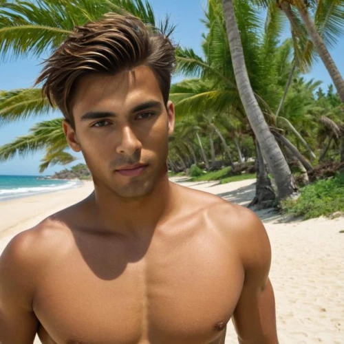 filipino,pakistani boy,beach background,bora-bora,male model,latino,shirtless,mexican,deserted island,cuban,polynesian,rio serrano,indian,bora bora,persian,ryan navion,surfer hair,merman,coconuts on the beach,on the beach,Male,Youth adult,Hope,Swim Trunks,Outdoor,Beach