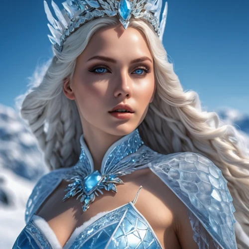 ice queen,the snow queen,elsa,white rose snow queen,suit of the snow maiden,ice princess,winterblueher,fantasy portrait,fantasy art,fantasy woman,eternal snow,fantasy picture,elven,violet head elf,celtic queen,frozen,blue enchantress,blue snowflake,frost,white walker,Photography,General,Realistic