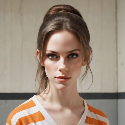 realdoll,female model,model,model beauty,fawn,daisy 2,pretty young woman,beautiful young woman,young woman,beautiful face,orange,girl in t-shirt,beautiful model,daisy 1,orange color,polo shirt,updo,striped background,model doll,daisy,Photography,Natural