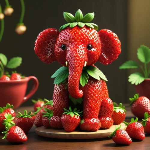 strawberry tree,strawberry plant,red strawberry,circus elephant,strawberry,strawberries,cartoon elephants,elephant,strawberry flower,mock strawberry,whimsical animals,strawberry juice,berries,fresh berries,many berries,pachyderm,elephant toy,strawberry ripe,pink elephant,red raspberries,Conceptual Art,Daily,Daily 02