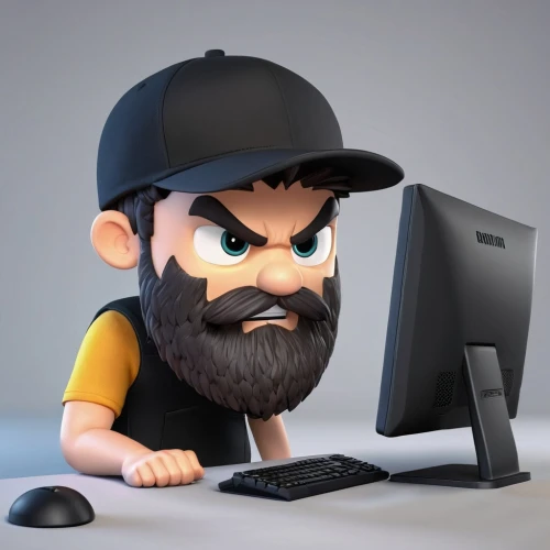 man with a computer,pubg mascot,the community manager,computer freak,sysadmin,gnome,hacker,web designer,cyber crime,content writers,desktop support,blogger icon,web developer,blur office background,twitch icon,community manager,courier software,online support,cybercrime,cyber monday social media post,Unique,3D,3D Character