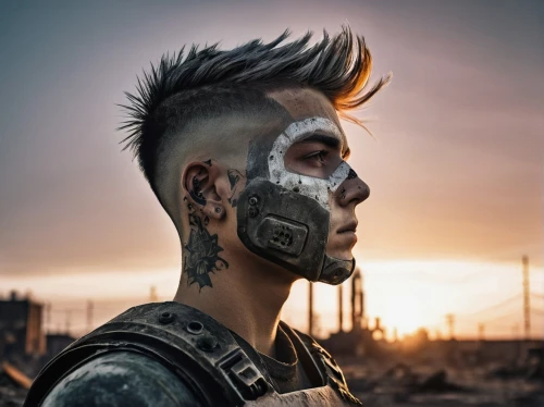 punk,mohawk,mohawk hairstyle,punk design,streampunk,post apocalyptic,mad max,ironworker,wasteland,cyberpunk,post-apocalypse,photoshop manipulation,pompadour,respirator,photo manipulation,pollution mask,war machine,photomanipulation,renegade,district 9,Photography,Documentary Photography,Documentary Photography 08