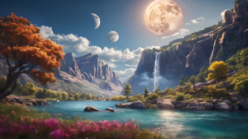 fantasy landscape,fantasy picture,valley of the moon,landscape background,lunar landscape,moon and star background,moon valley,beautiful landscape,cartoon video game background,nature landscape,moons,mountainous landscape,salt meadow landscape,futuristic landscape,3d fantasy,zion,beauty scene,mountain landscape,fantasy art,full hd wallpaper,Photography,General,Commercial