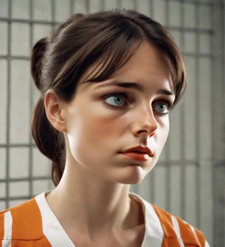 the girl's face,worried girl,orange,portrait of a girl,clementine,girl portrait,ron mueck,woman face,prisoner,eleven,realdoll,doll's facial features,cgi,young woman,digital compositing,felicity jones,girl in a long,the girl at the station,lori,b3d,Photography,Natural
