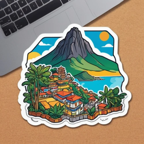 clipart sticker,dominica,napali,honolulu,seychelles,galapagos islands,canary islands,la palma,tenerife,oahu,mount vesuvius,la gomera,tahiti,airbnb icon,moorea,rio de janeiro,nicaragua,french polynesia,dominican republic,polynesia,Unique,Design,Sticker