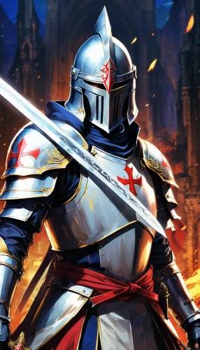 crusader,templar,massively multiplayer online role-playing game,knight armor,joan of arc,knight festival,iron mask hero,knight,excalibur,castleguard,paladin,medieval,armored,knights,heavy armour,heroic fantasy,knight tent,king arthur,armor,king sword,Illustration,Japanese style,Japanese Style 03