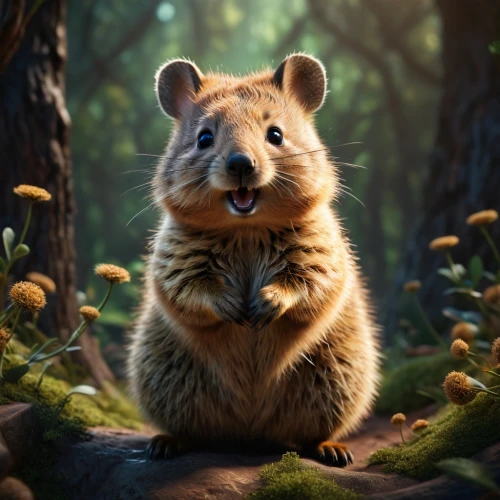quokka,dormouse,beaver rat,common opossum,musical rodent,rodentia icons,anthropomorphized animals,field mouse,wood mouse,hamster,mustelid,cute animal,cute cartoon character,mustelidae,splinter,mouse lemur,virginia opossum,gopher,hungry chipmunk,marsupial,Photography,General,Fantasy