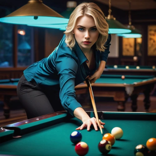 billiards,pool player,billiard,pocket billiards,bar billiards,billiard table,english billiards,billiard room,nine-ball,billiard ball,carom billiards,snooker,blackball (pool),straight pool,pool,eight-ball,cue stick,poker set,blonde woman,pool ball,Illustration,Realistic Fantasy,Realistic Fantasy 25