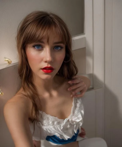 red lipstick,red lips,white and red,elegant,white bow,angelic,lily-rose melody depp,vintage angel,white dress,pale,porcelain doll,girl in white dress,rose white and red,white winter dress,romantic look,bangs,model beauty,model doll,pretty young woman,retro woman,Common,Common,Photography