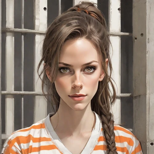 portrait background,prisoner,portrait of a girl,realdoll,girl portrait,young woman,david bates,pretty young woman,girl in t-shirt,lori,woman portrait,female model,liberty cotton,beautiful woman,portrait,digital painting,artist portrait,beautiful face,photo painting,striped background,Digital Art,Comic