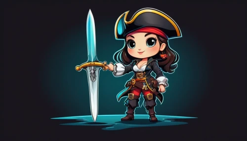 pirate,pirate treasure,game illustration,scandia gnome,nautical banner,musketeer,sterntaler,pirates,dagger,black pearl,vector illustration,piracy,galleon,jolly roger,key-hole captain,collected game assets,catarina,hook,custom portrait,chibi girl,Unique,Design,Logo Design