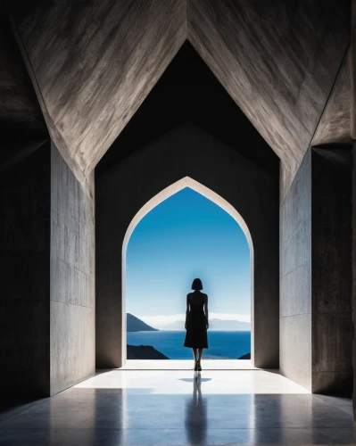 oman,omani,torii tunnel,middle eastern monk,karpathos,qatar,caravansary,islamic architectural,the threshold of the house,window to the world,the pillar of light,mosques,vipassana,immenhausen,theatrical scenery,portals,open door,woman silhouette,conceptual photography,karpathos island,Illustration,Black and White,Black and White 33