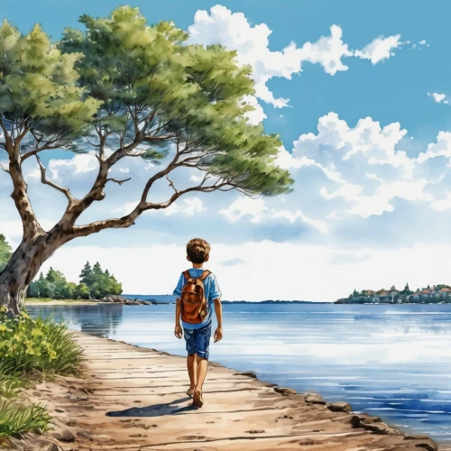 children's background,landscape background,world digital painting,walk with the children,background image,studio ghibli,beach walk,the road to the sea,waterfront,kids illustration,beach landscape,walk on the beach,jack pine,walk,girl and boy outdoor,an island far away landscape,background images,watercolor background,sea-shore,beach scenery,Photography,General,Realistic