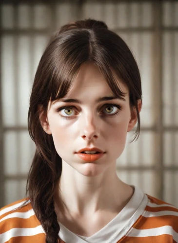 clementine,doll's facial features,the girl's face,portrait of a girl,orange eyes,orange,mascara,children's eyes,zombie,girl portrait,child girl,mime,heterochromia,mystical portrait of a girl,women's eyes,doll face,worried girl,lori,realdoll,girl in t-shirt,Photography,Natural