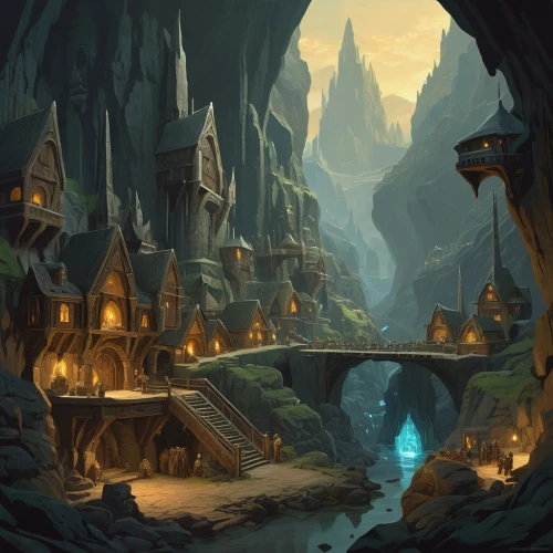 fantasy landscape,fairy village,druid grove,fantasy picture,mountain settlement,northrend,dungeons,hollow way,dungeon,ancient city,knight village,fantasy art,aurora village,fantasy city,3d fantasy,fantasy world,witch's house,game illustration,cartoon video game background,kadala,Art,Artistic Painting,Artistic Painting 28