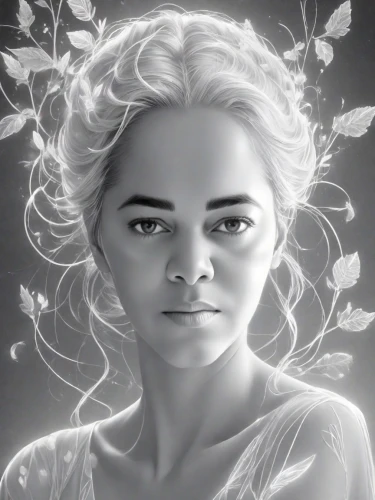 white rose snow queen,fantasy portrait,the snow queen,mystical portrait of a girl,digital painting,elsa,fae,digital art,world digital painting,digital artwork,digital drawing,girl portrait,pixie,digital illustration,the enchantress,rosa 'the fairy,eglantine,rose drawing,dryad,girl drawing