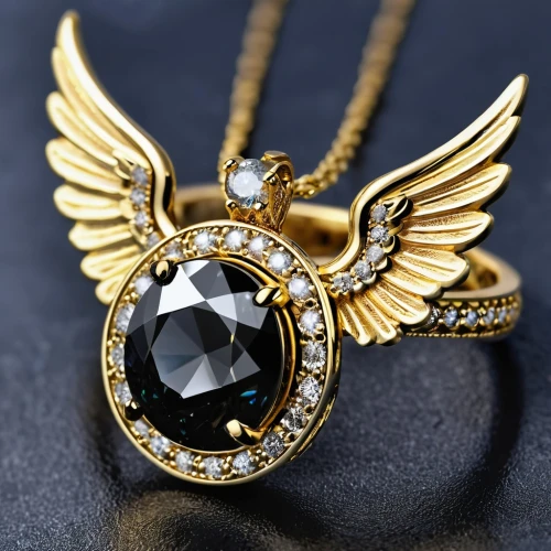 necklace with winged heart,gold diamond,diamond pendant,dark blue and gold,gold jewelry,winged heart,jewelries,jewelery,ring dove,birds gold,diamond jewelry,jewlry,angel wing,gold spangle,constellation swan,diadem,jewelry（architecture）,gift of jewelry,pendant,vintage angel,Photography,General,Realistic