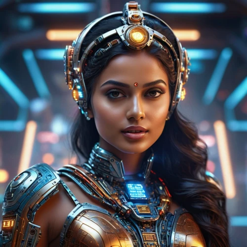 valerian,jaya,symetra,cleopatra,andromeda,lakshmi,cg artwork,nova,indian woman,cyborg,indian,sci fi,c-3po,princess leia,solo,tutankhamun,head woman,kamini,sci fiction illustration,indian girl,Photography,General,Sci-Fi