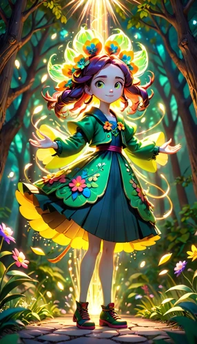 fae,acerola,garden fairy,rosa 'the fairy,merida,fairy peacock,fairy forest,child fairy,fireflies,rosa ' the fairy,little girl fairy,flower fairy,fairy galaxy,flora,fairy world,cg artwork,forest clover,colorful daisy,forest of dreams,fantasia,Anime,Anime,Cartoon