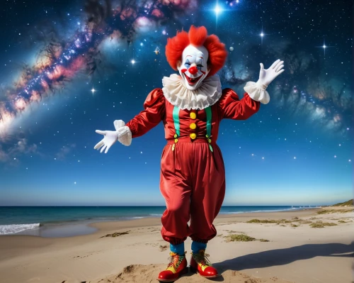 horror clown,scary clown,creepy clown,santa claus at beach,clown,rodeo clown,ronald,it,scene cosmic,jester,mcdonald,juggler,astronomical,syndrome,photomanipulation,juggling,photoshop school,conceptual photography,mcdonalds,digital compositing,Photography,General,Realistic