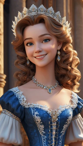 princess anna,princess sofia,elsa,cinderella,tiana,princess crown,tiara,rapunzel,princess' earring,merida,crown render,celtic queen,disney character,female doll,princess,miss circassian,doll's facial features,the snow queen,hoopskirt,queen anne,Unique,3D,3D Character