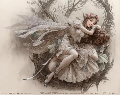 vintage fairies,faerie,faery,cupido (butterfly),cupid,fairy,fairies aloft,fairy queen,vintage angel,fairy tale character,angel playing the harp,fairies,garden fairy,little girl fairy,child fairy,fae,rosa 'the fairy,rusalka,pierrot,fantasy girl,Art sketch,Art sketch,Traditional